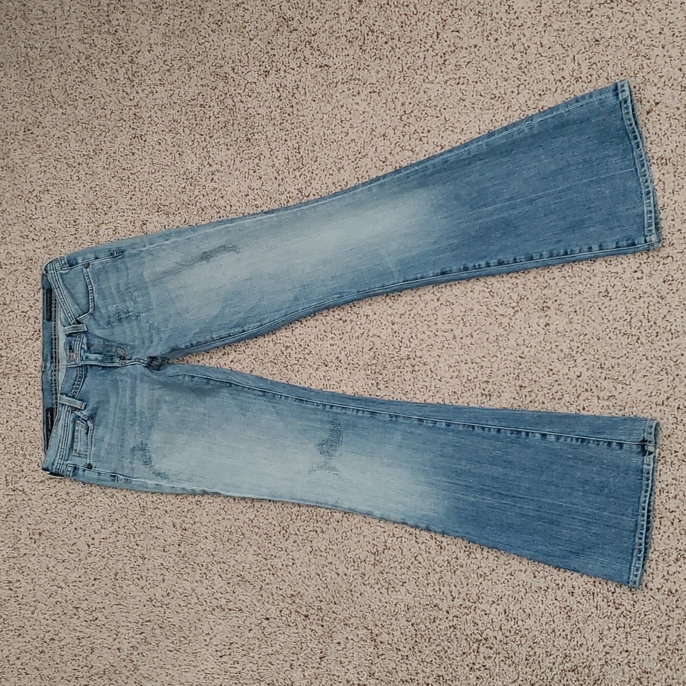 Citizens of Humanity Low Waist Flare Stretch  Distressed Jeans